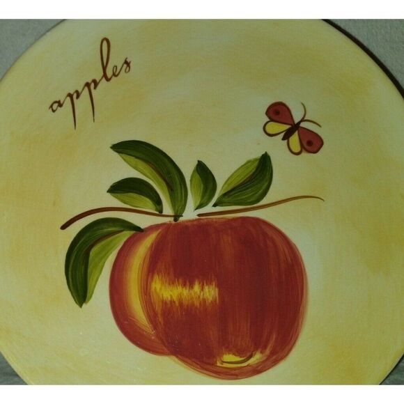 Pier 1 Provence Apples & Pears Salad Hors d'Oeuvres Snack Plates Set of 2 7 3/4" - Picture 4 of 7